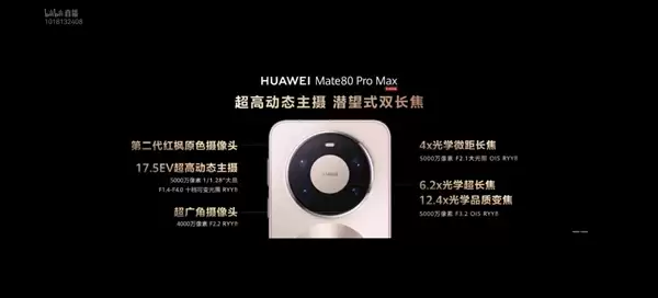 华为Mate 80 Pro Max首次搭载潜望式双长焦:4X+6.2X Mate史上最强长焦