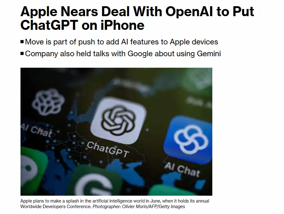iOS 18或将预装Chat GPT 国内用户或无缘
