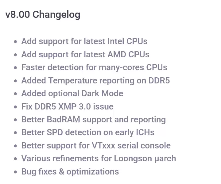 开源内存测试工具 Memtest86+ 更新 8.00『大版本』：支持新款处理器