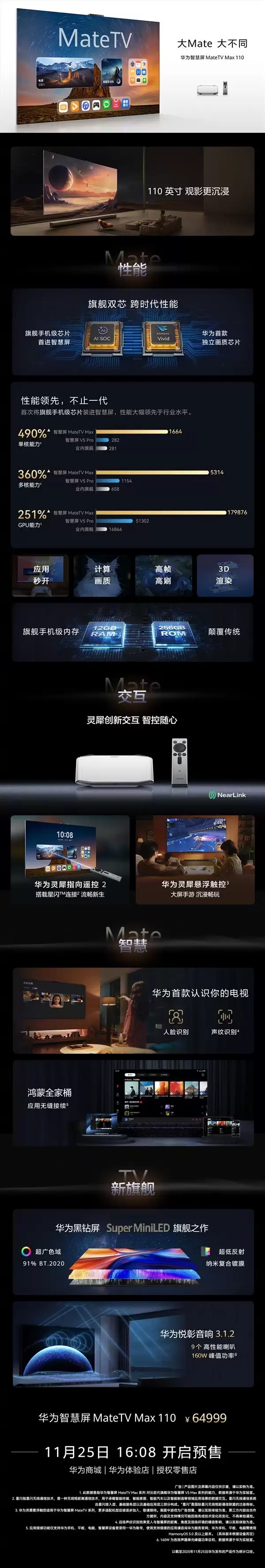 华为发布110英寸MateTV Max 售价64999元