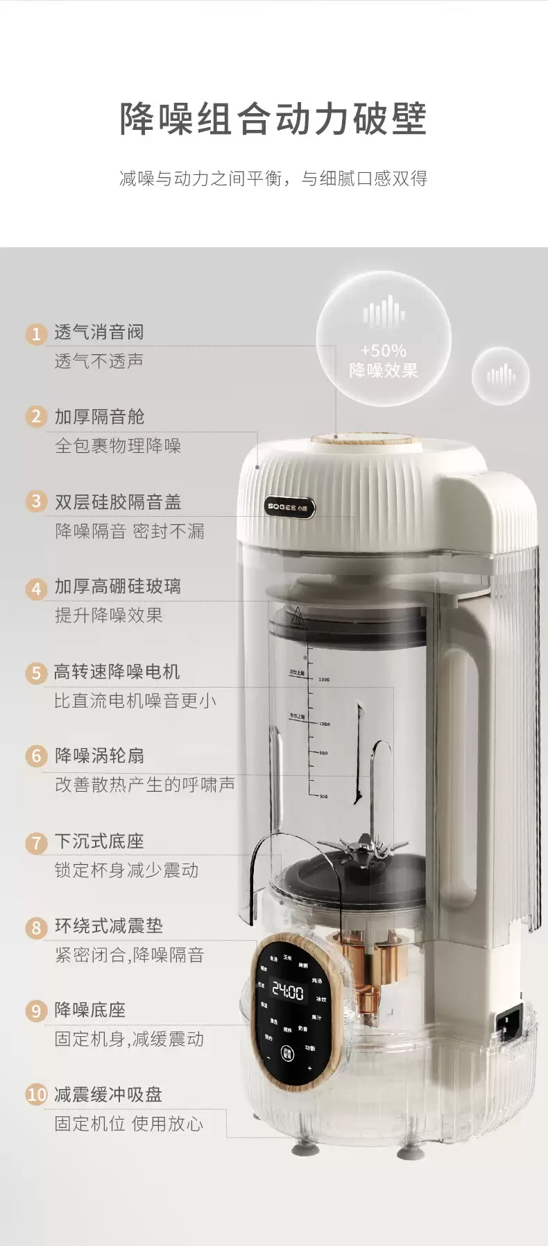 20 刃精钢刀头：小质低音免洗破壁机 299 → 139 元新低京东直降