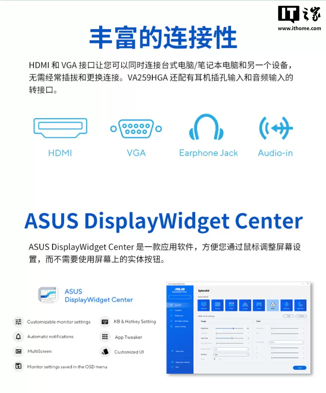 610 元:华硕推出 VA259HGA 24.5 英寸显示器,1080P 120Hz IPS 面板 + 内置音箱设计