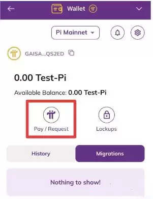 Pi钱包内的付款请求界面