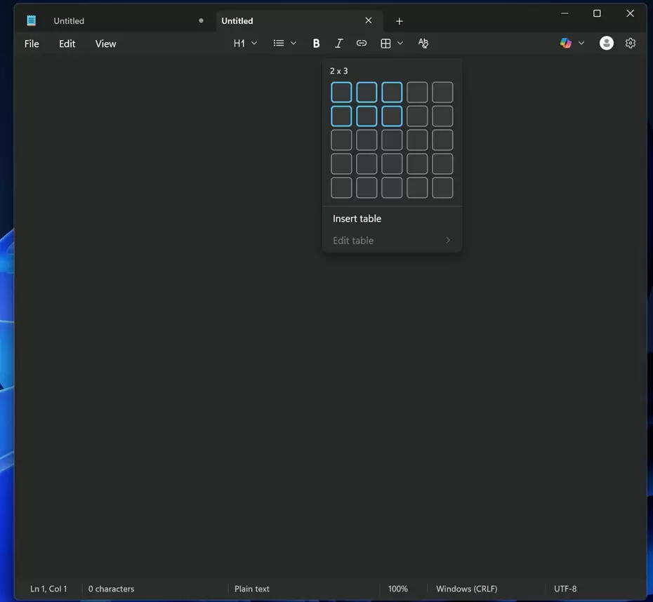 初探微软 Win11 记事本原生表格功能:支持 Markdown,媲美 Word