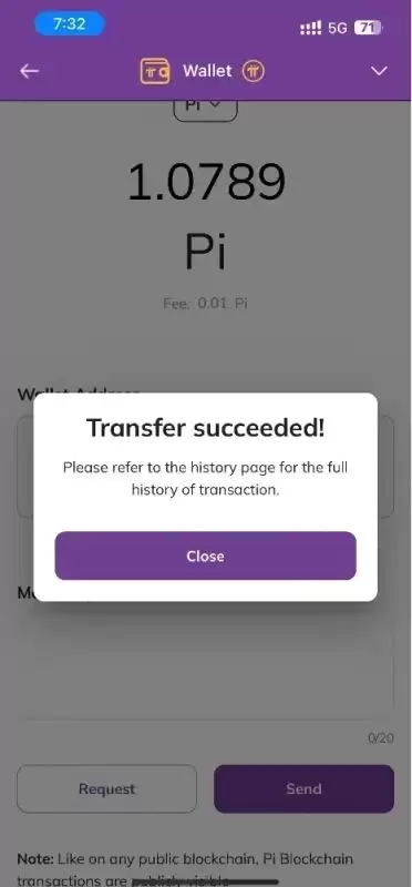 您的$PI将被发送到您的OKX帐户！