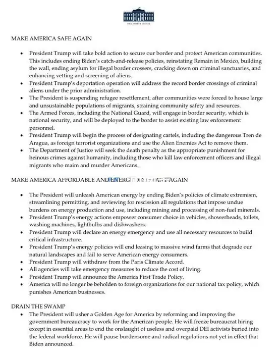 特朗普演讲：只字未提比特币！打击非法移民、加关税、取消多元性别等