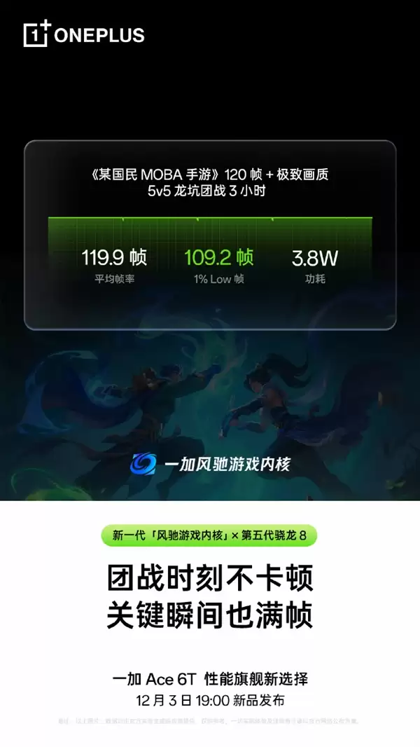 第五代骁龙8性能开挂！一加Ace 6T游戏实测：《王者荣耀》3小时帧率稳成一条直线