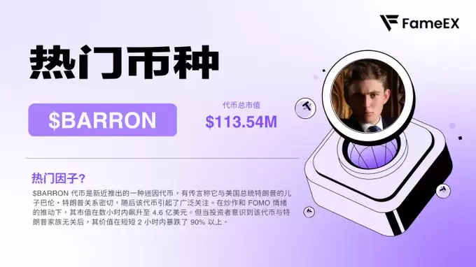 $BARRON币:受巴伦·特朗普网络神秘感启发的迷因币