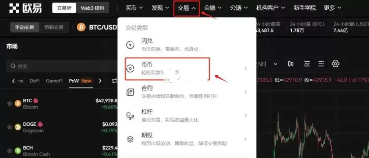 币币交易入口图示