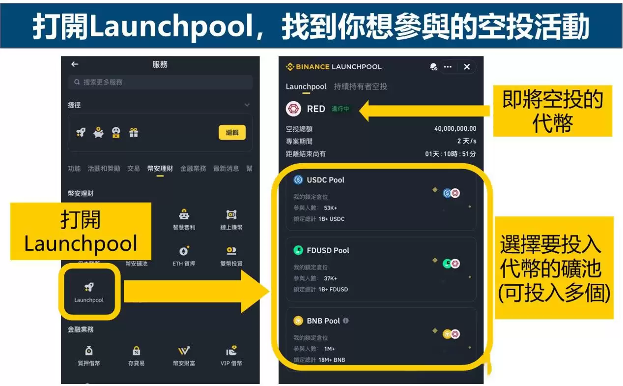 第二步:完成KYC以后,在币安中找到Launchpool的页面,锁仓投入指定代币,就能参加活动