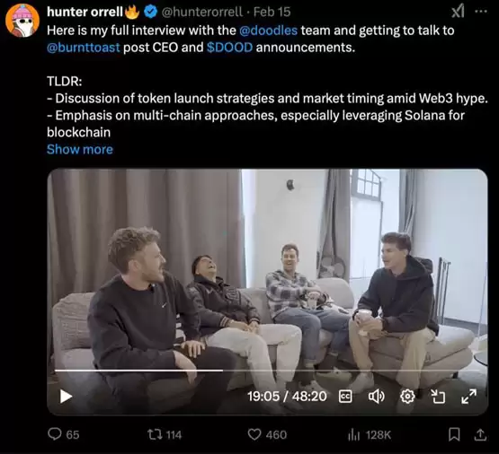 Doodles宣布将在Solana上发行Meme币DOOD!NFT周交易量飙升至1600万美元