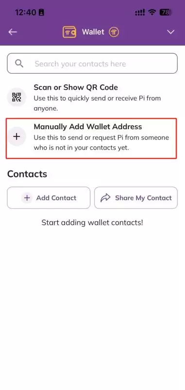 选择“手动新增wallet位址”