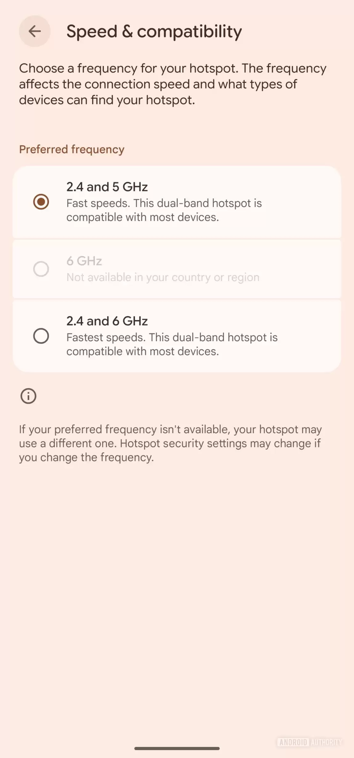 谷歌为 Android Canary 测试版系统更新 Wi-Fi 热点设置项,可选 6GHz 单频或 2.4/6GHz 双频