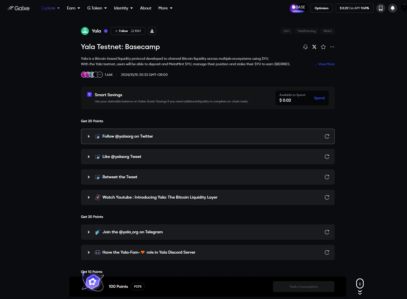 近期本周币圈必参与空投项目:Yala测试网交互、Sonic Labs赚取空投积分