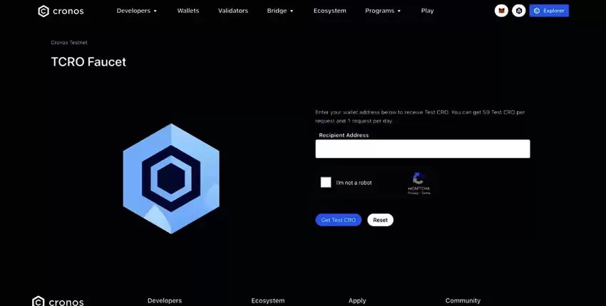 如何获取Cronos Testnet代币?