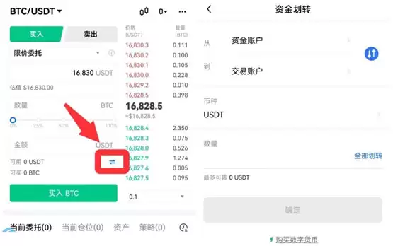 币币交易买入界面示意图