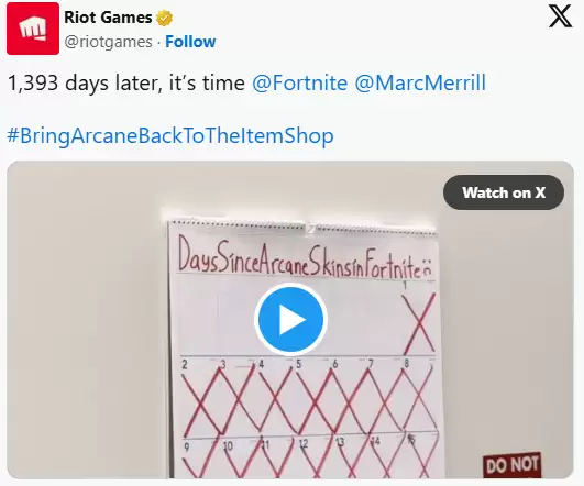 《堡垒之夜》x《双城之战》联动皮肤返场!时隔近四年