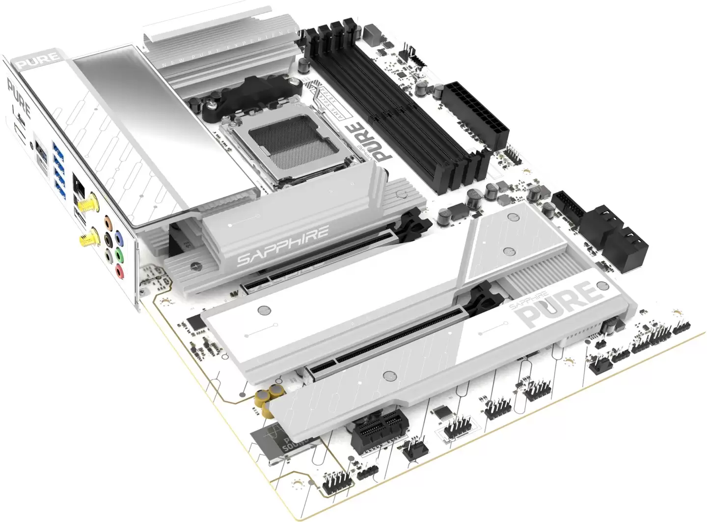 蓝宝石PURE 极地X870A WIFI 7主板外观、规格曝光,白银灰设计