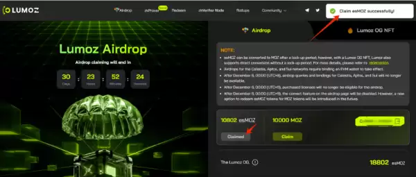 Lumoz Protocol主网上线:MOZ代币申领教程未来前景介绍