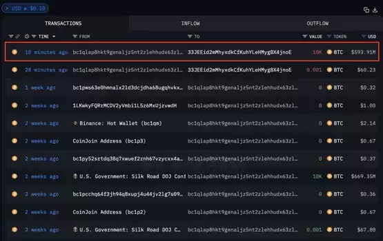 Arkham：美国政府转移1万枚比特币至Coinbase！BTC力守5.8万美元