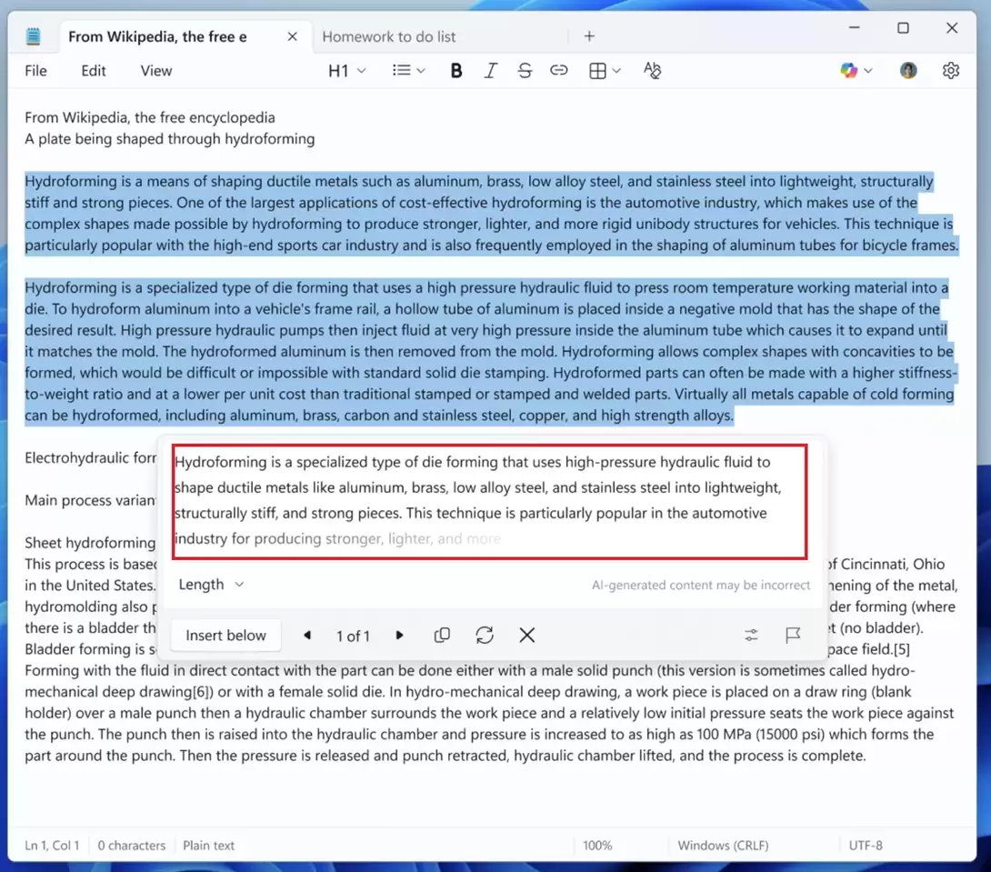 初探记事本 AI 流式生成：首批限 Copilot+ PC 设备，微软承诺未来将覆盖所有 Win11 设备