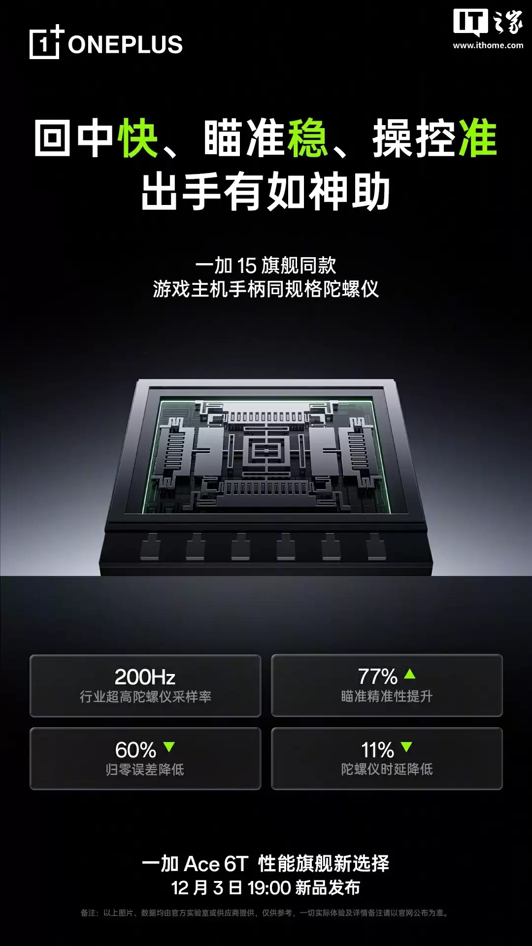 一加 Ace 6T 手机升级游戏主机手柄同规格陀螺仪：200Hz 采样率、时延降低 11%