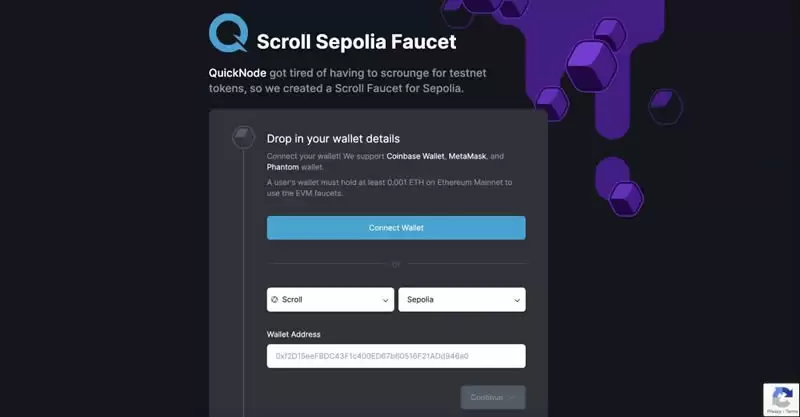 通过 Quicknode 获取 Scroll Sepolia Testnet 代币。