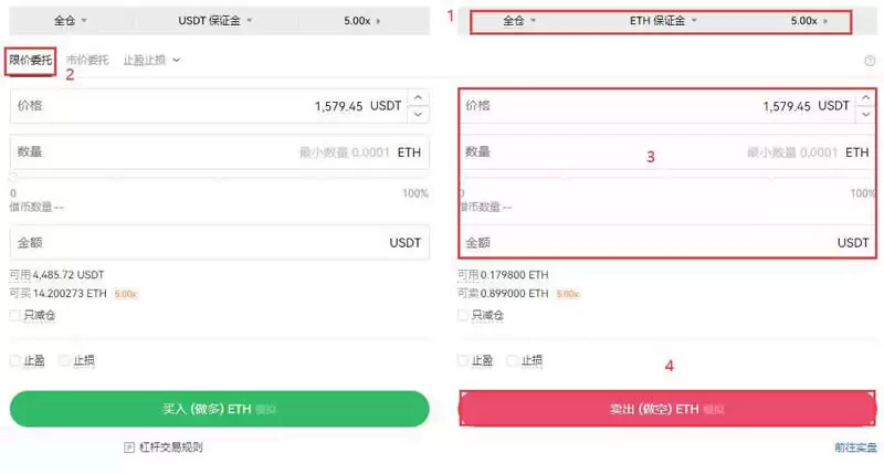 数字货币做空操作界面