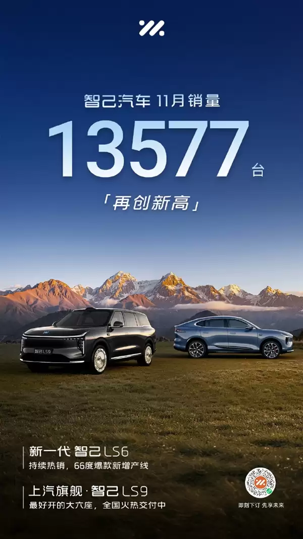 智己汽车11月销量13577台 再创历史新高 