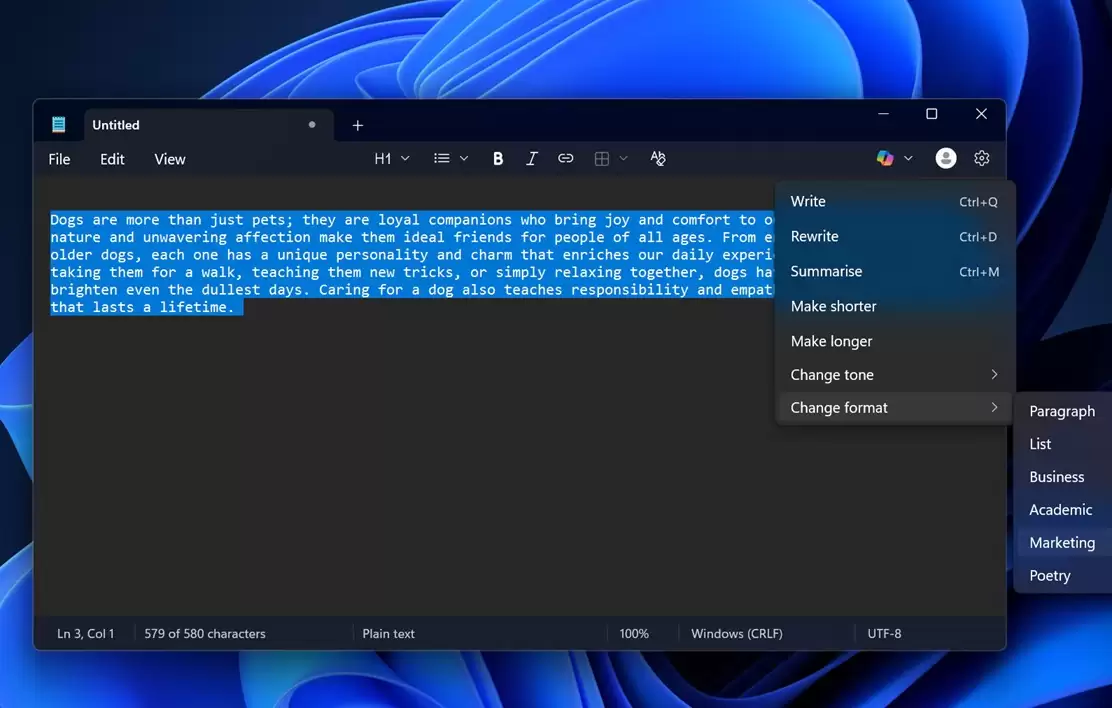 初探记事本 AI 流式生成：首批限 Copilot+ PC 设备，微软承诺未来将覆盖所有 Win11 设备