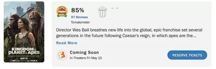 猩球崛起4烂番茄85%：并非最佳但依然精彩