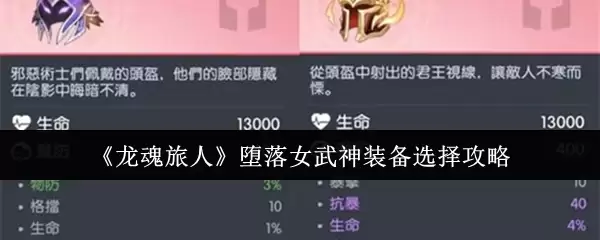 《龙魂旅人》堕落女武神装备选择攻略