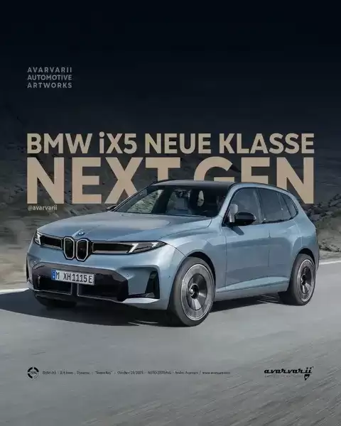 全新宝马iX5渲染图曝光 搭载双电四驱续航超600公里