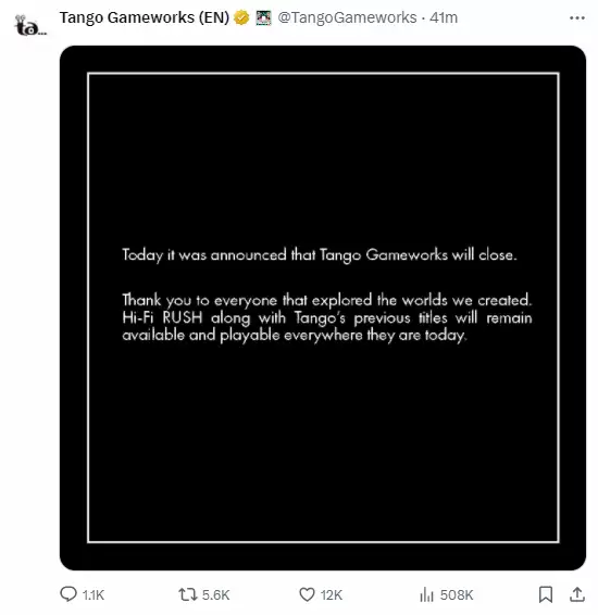 Tango工作室关闭 曾打造HiFi Rush幽灵线：东京