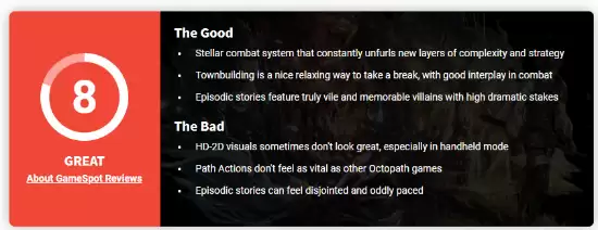 八方旅人0媒体评分出炉：玩法创新与叙事割裂并存