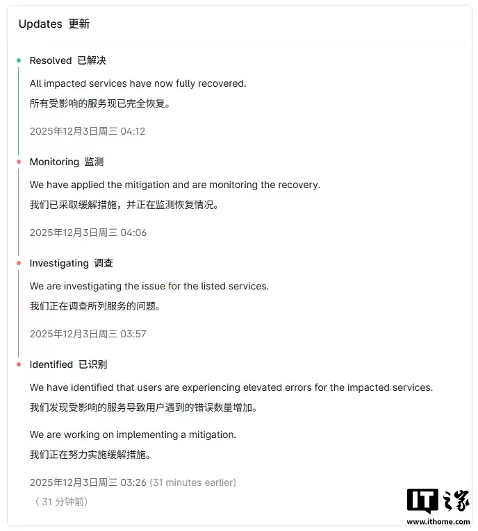 AI 聊天机器人 ChatGPT 今天突发故障，OpenAI 已紧急修复