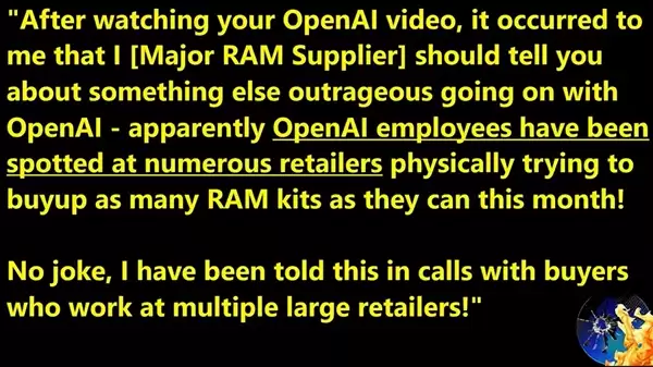 PC玩家太难了！OpenAI疯狂扫货DDR5：游戏内存也不能幸免