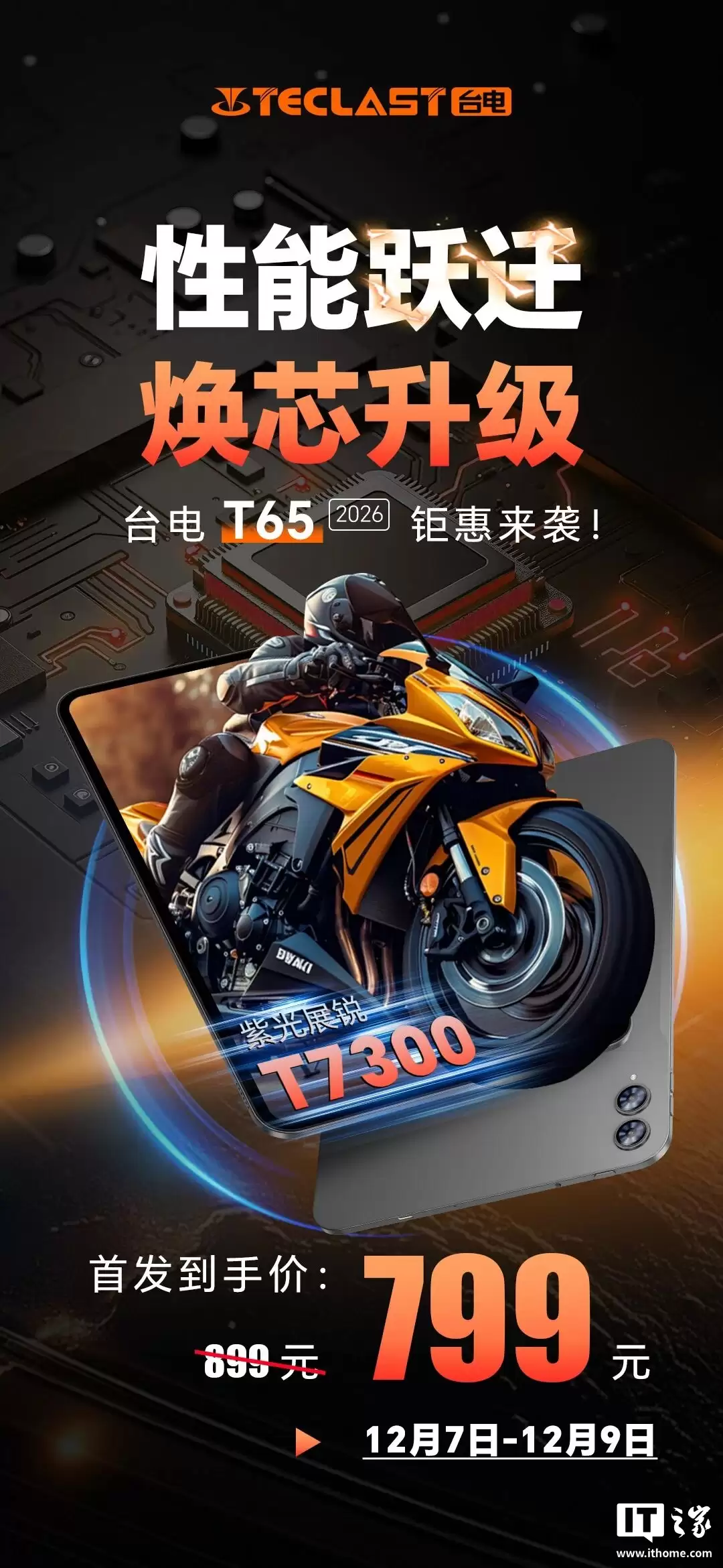 台电 T65 2026 款平板发布:紫光展锐 T7300 处理器 + 8000mAh 电池,首发 799 元