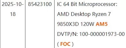 AMD锐龙7+ 9850X3D确认为120W！功耗不变频率提升