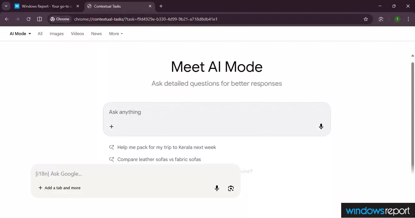谷歌 Chrome 浏览器测试全新 AI 模式：原生标签页运行