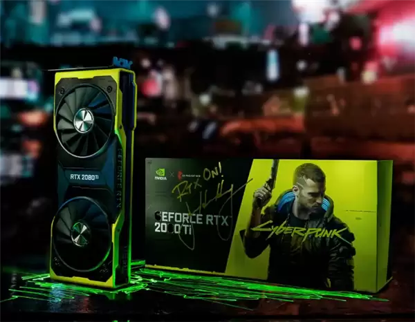 超稀有!NVIDIA赠送黄仁勋亲签RTX 2080 Ti《赛博朋克2077》定制显卡