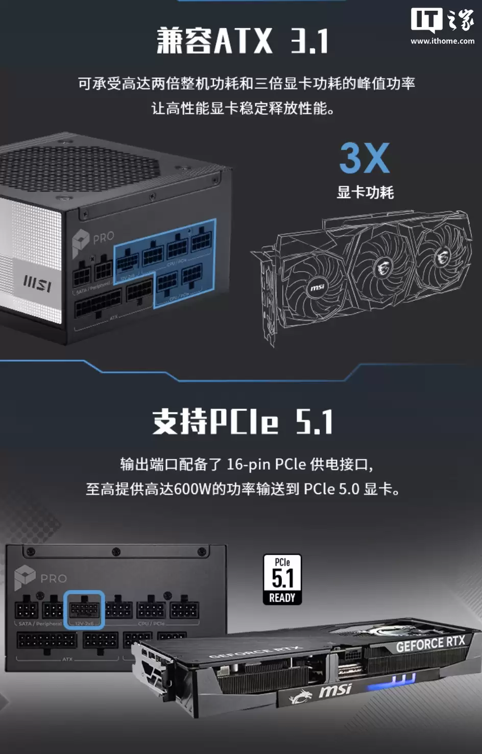 799 元：微星 PRO A1000PL 电源开启新品预约，1000W 白金全模组