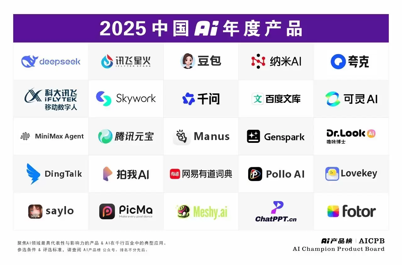 头部AI应用集中亮相,豆包、千问、网易有道词典等入选2025年度产品榜