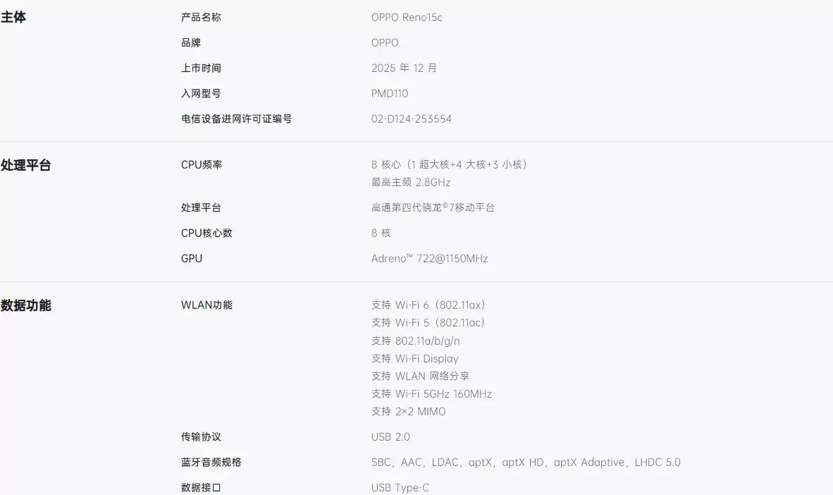 全系2899元起OPPO新机发布：6.59英寸1.5K屏+骁龙7处理器+6500mAh电池