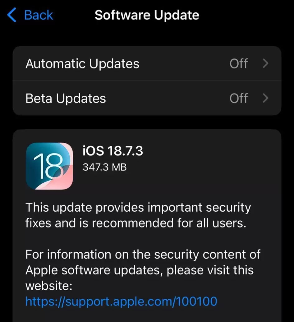 苹果推送 iOS / iPadOS 18.7.3、macOS Sequoia 15.7.3 更新