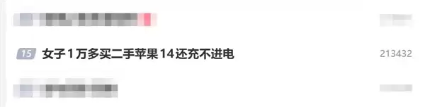 女子1万多买二手苹果iPhone 14还充不进电:买了个残次品