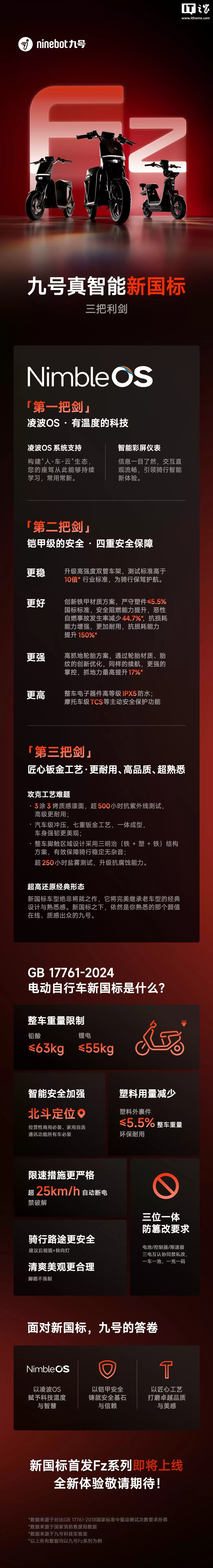 九号新国标电动自行车官宣 12 月 22 日发布：沙发感坐垫、带后座、可预装后视镜