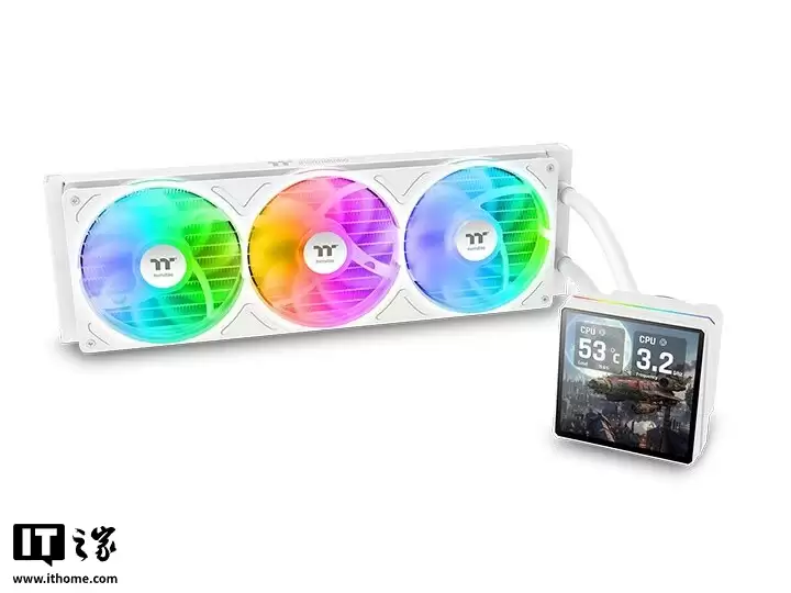 曜越推出 TH360 V3 Ultra ARGB Sync 白色版一体式水冷散热器,内置 4 英寸彩屏