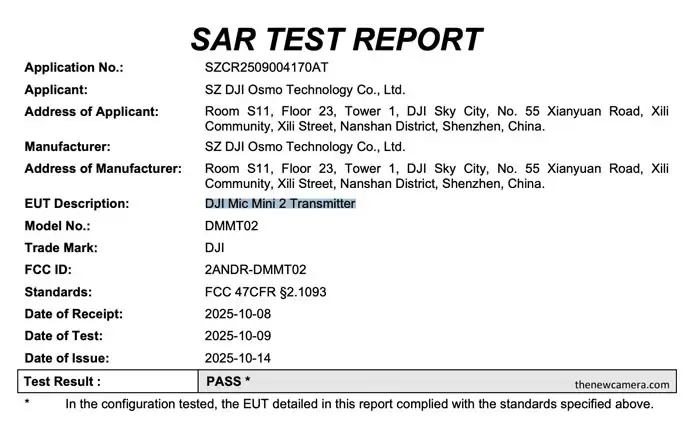 大疆神秘新品现身FCC：预计为Mic Mini 2麦克风，有望支持32-bit浮点录音