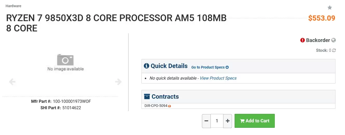 AMD 锐龙 7 9850X3D 偷跑：最高加速频率提升至 5.6GHz，预计 CES 2026 发布